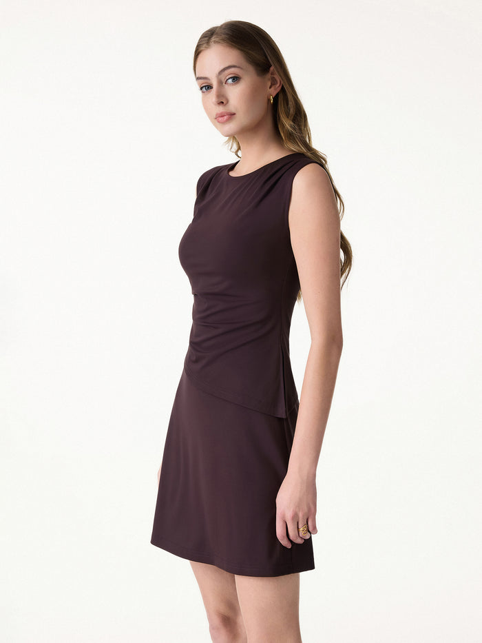 OGLmove Effortless Wide Shoulder Tucked Asymmetrical Hem Sleeveless Top