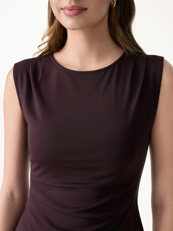 OGLmove Effortless Wide Shoulder Tucked Asymmetrical Hem Sleeveless Top