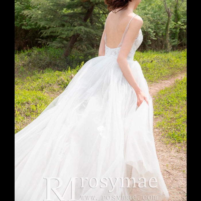 Elegant A-line Fitted Short Wedding Dresses with Detachable Overskirt - Rosymae