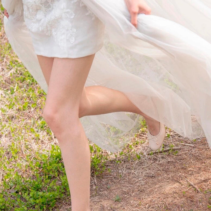 Elegant A-line Fitted Short Wedding Dresses with Detachable Overskirt - Rosymae