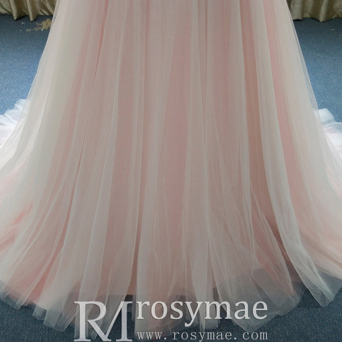 Elegant A-line Flowy Wedding Dress with Cap Sleeve for Beach - Rosymae