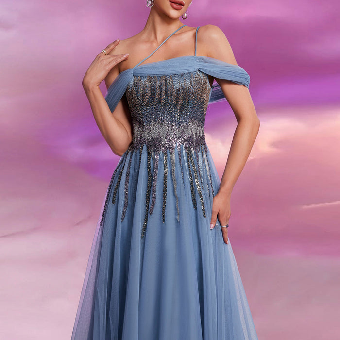 Elegant A-line Spaghetti Strap Prom Gowns Special Occasion Dresses - Rosymae
