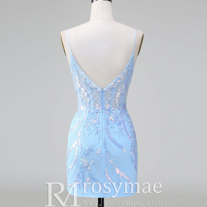 Elegant Above Knee Length Cocktail Dresses with Spaghetti Straps - Rosymae