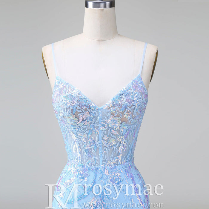 Elegant Above Knee Length Cocktail Dresses with Spaghetti Straps - Rosymae