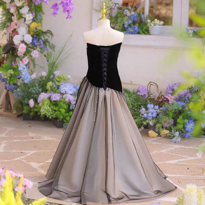 Elegant Black Velvet Flower Girl Dress for Girls Formal Event J619