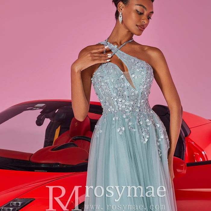 Elegant Column Slit Formal Dresses Thigh Split Evening & Prom Gowns - Rosymae