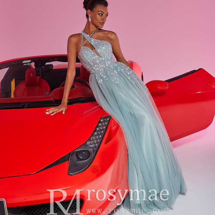 Elegant Column Slit Formal Dresses Thigh Split Evening & Prom Gowns - Rosymae