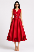 Elegant Floral Hem Midi Dress - Timeless