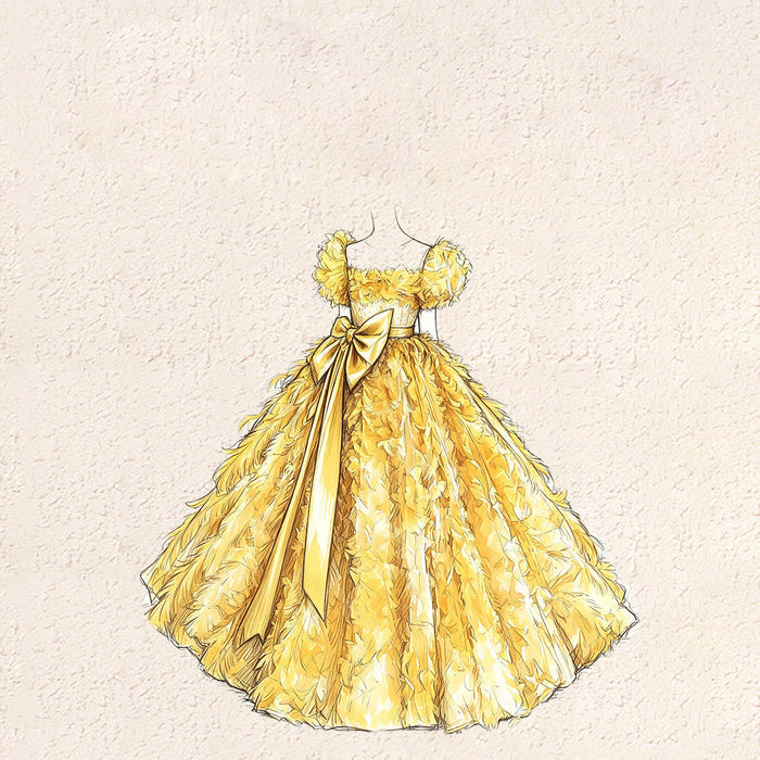 Elegant Orange 3D Floral Princess Flower Girl Dress with Giant Satin Bow J248