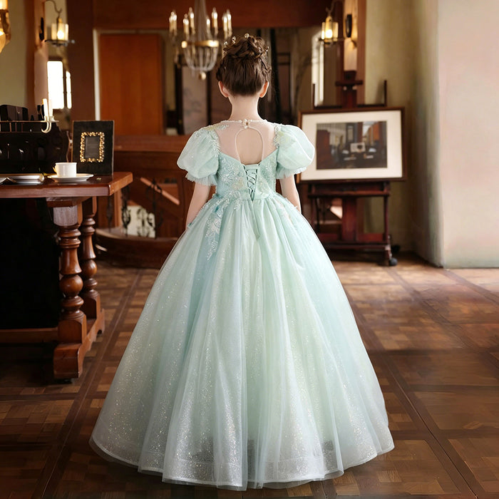 Elegant Sage Green Ball Gown Flower Girl Dress for Wedding Birthday J233