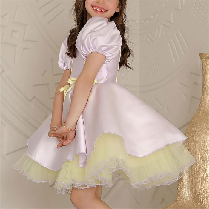 Elegant Satin Flower Girl Dress for Girls Wedding Party M056