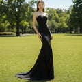 Elegant Sheath Mermaid Satin Black Wedding Dress with Sweetheart - Rosymae