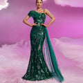 Elegant Sparkly Hunter Green Mermaid Evening Dresses Party Gowns - Rosymae