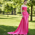 Elegant Strapless Evening Dress Party Gown with Leg Slit - Rosymae