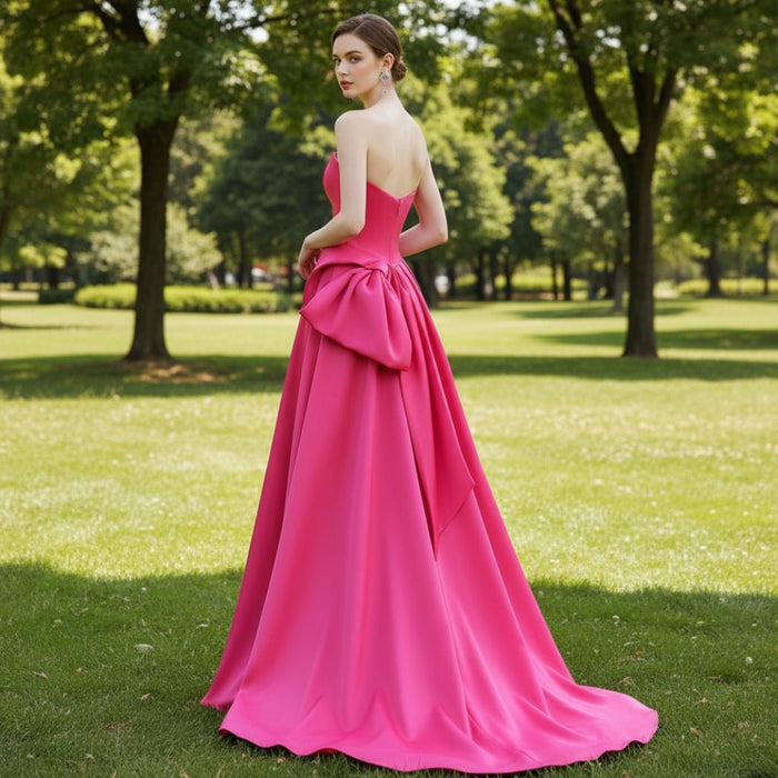Elegant Strapless Evening Dress Party Gown with Leg Slit - Rosymae