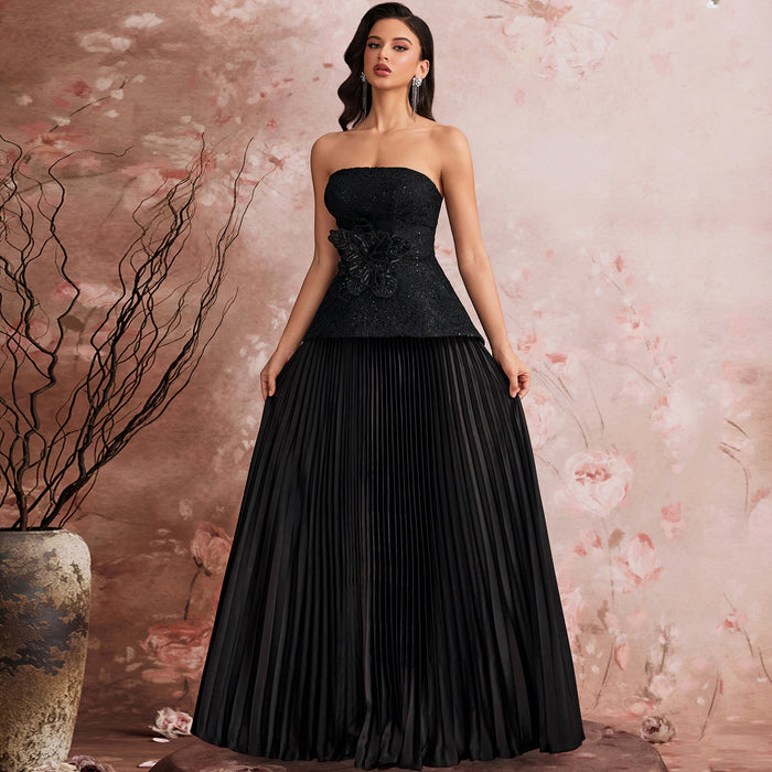 Elegant Strapless Formal Evening Dresss Prom Luxury Wedding Party Gowns - Rosymae