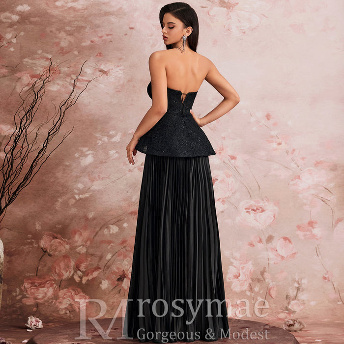 Elegant Strapless Formal Evening Dresss Prom Luxury Wedding Party Gowns - Rosymae