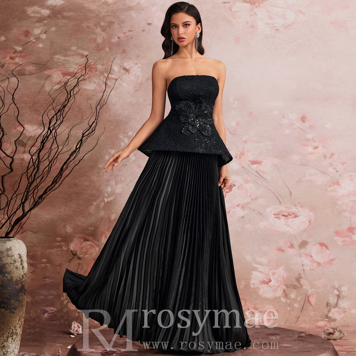 Elegant Strapless Formal Evening Dresss Prom Luxury Wedding Party Gowns - Rosymae