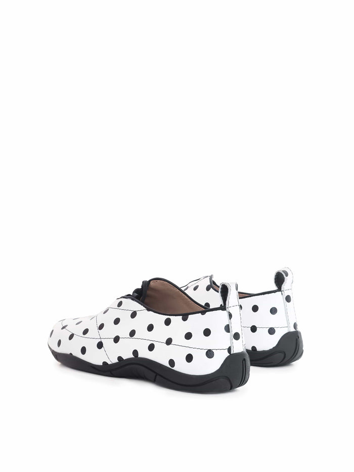 EF x Maguire Shoes COMING SOON - Eliza 24/7 Trainer in White Polka Dots
