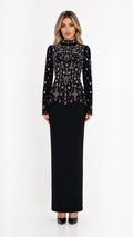 Embellished High-Neck Evening Gown - Royale