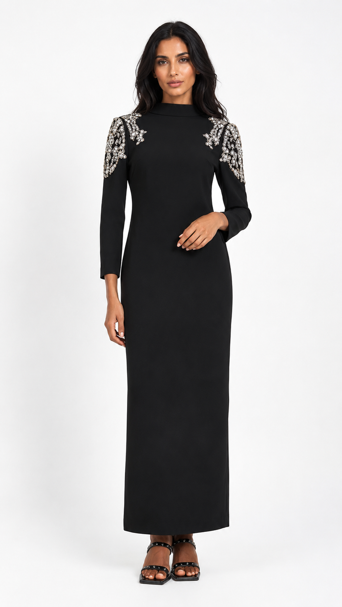Embellished High-Neck Maxi Dress - Stella