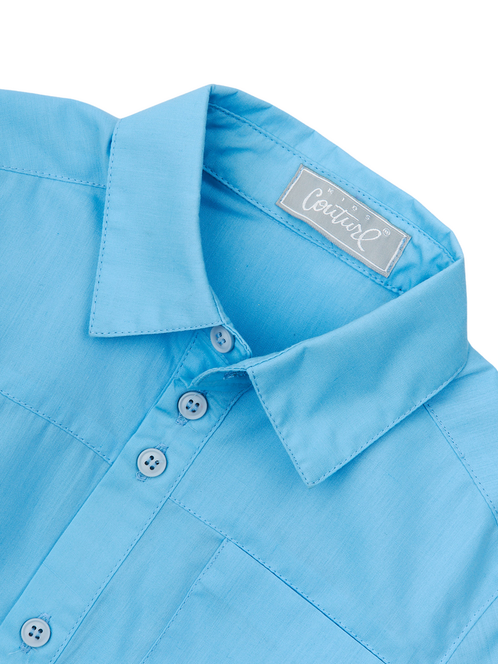 Essential School Uniform Blue Long Sleeve Shirt by Kids Couture Mia Belle Girls