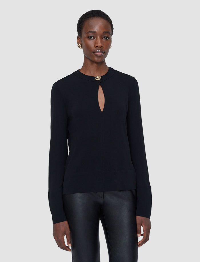 Black Fabiola Fluid Jersey Blouse - Joseph