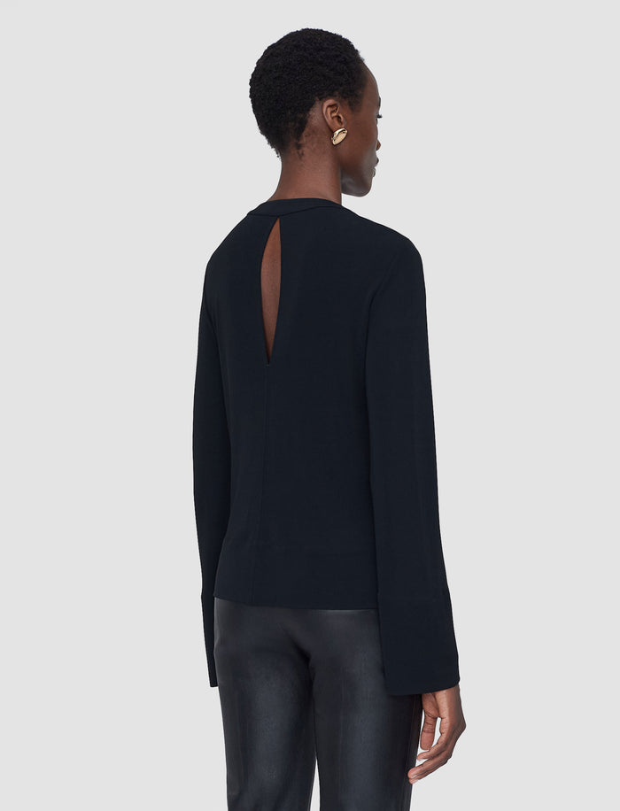 Black Fabiola Fluid Jersey Blouse - Joseph