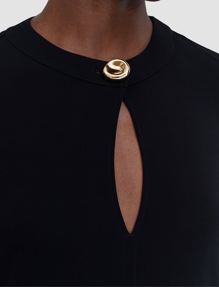 Black Fabiola Fluid Jersey Blouse - Joseph
