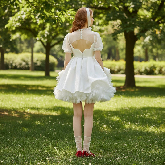 Fairytale Above the Knee Puffy Skirt Wedding Dress with Wrap - Rosymae