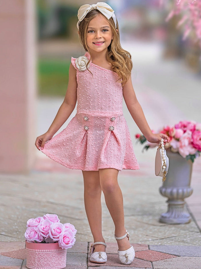 Fancy Flower Pink Matching Top and Skirt Set Mia Belle Girls