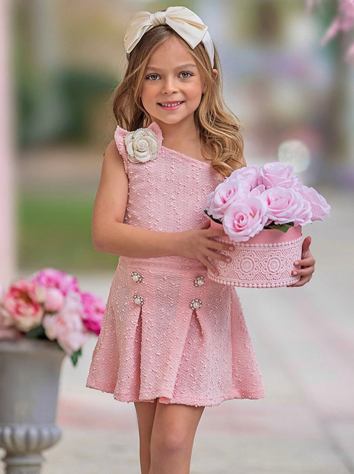 Fancy Flower Pink Matching Top and Skirt Set Mia Belle Girls