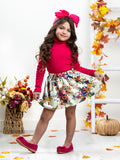 Fashion Flower Neoprene Pleated Skirt by Kids Couture Mia Belle Girls
