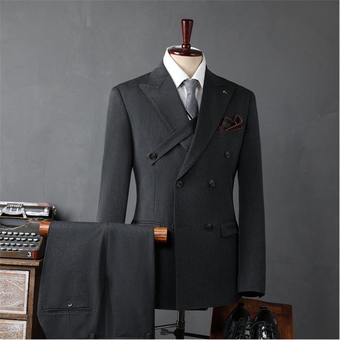 Fashion Men's Double Breasted Korean Business Suit Set - Rosymae