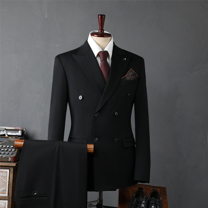 Fashion Men's Double Breasted Korean Business Suit Set - Rosymae