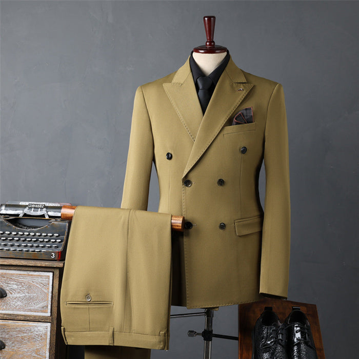 Fashion Men's Double Breasted Korean Business Suit Set - Rosymae