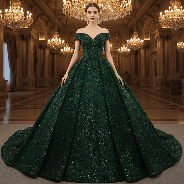 Fashion Sequins Off The Shoulder Ball Gown Quinceanera Dresses - Rosymae