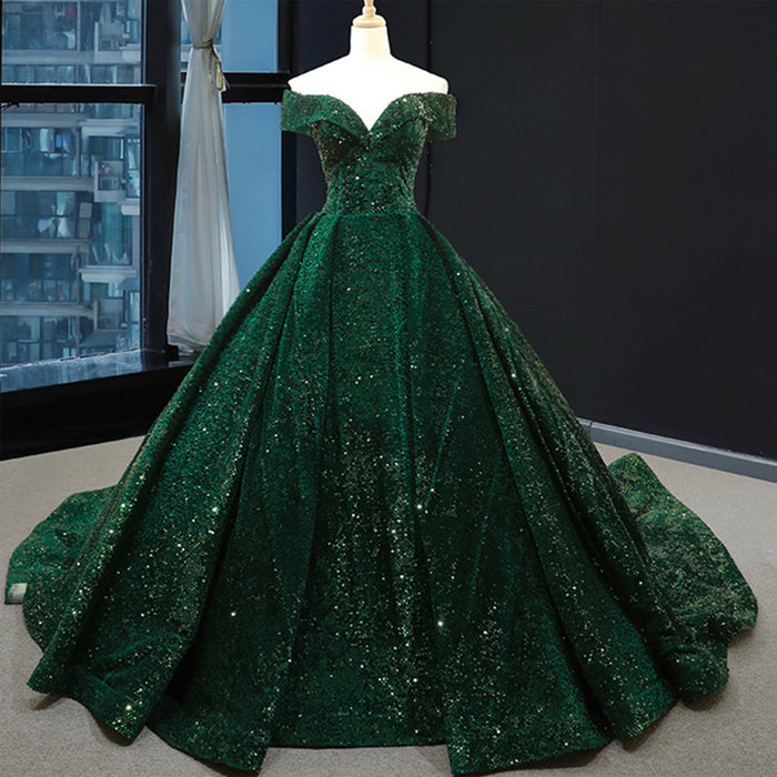 Fashion Sequins Off The Shoulder Ball Gown Quinceanera Dresses - Rosymae