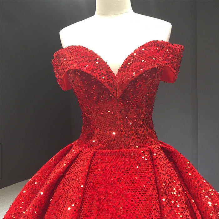 Fashion Sequins Off The Shoulder Ball Gown Quinceanera Dresses - Rosymae