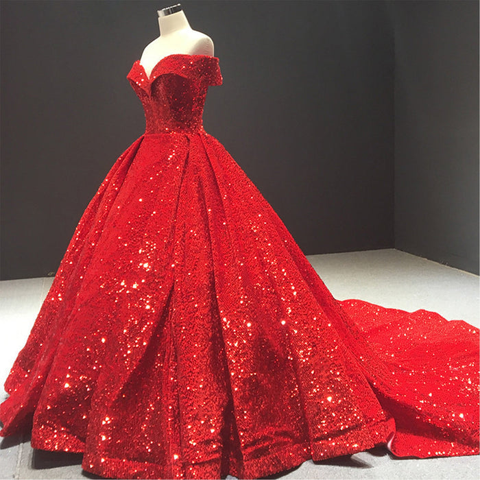 Fashion Sequins Off The Shoulder Ball Gown Quinceanera Dresses - Rosymae