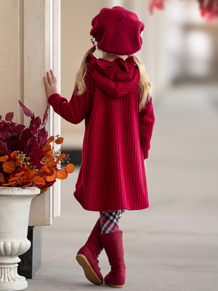 Festive Plaid Girls Hooded Tunic and Legging Set Mia Belle Girls