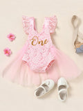 First Birthday Princess Ensemble: Lace Jumpsuit and Tutu Skirt Set Mia Belle Girls