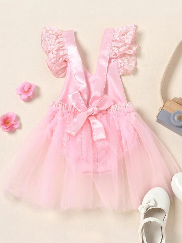 First Birthday Princess Ensemble: Lace Jumpsuit and Tutu Skirt Set Mia Belle Girls