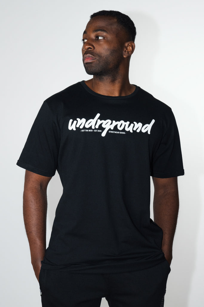 Fitted Black Tee “OUT THA MUD”