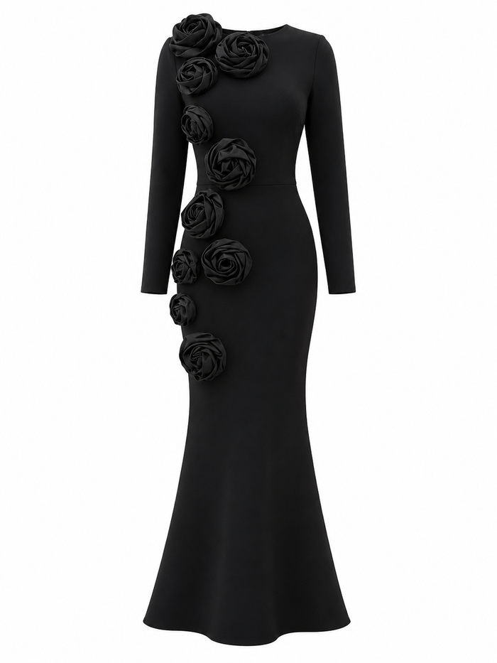 Floral Appliqué Mermaid Maxi Dress - Blossom