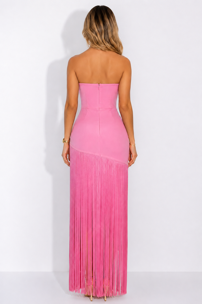 Floral Fringe Evening Dress - Blossom