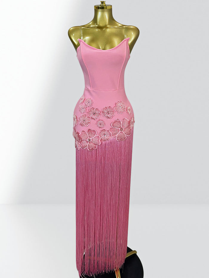 Floral Fringe Evening Dress - Blossom