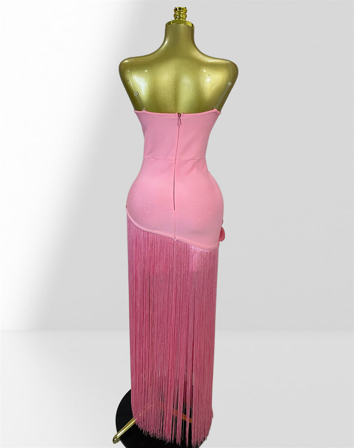 Floral Fringe Evening Dress - Blossom