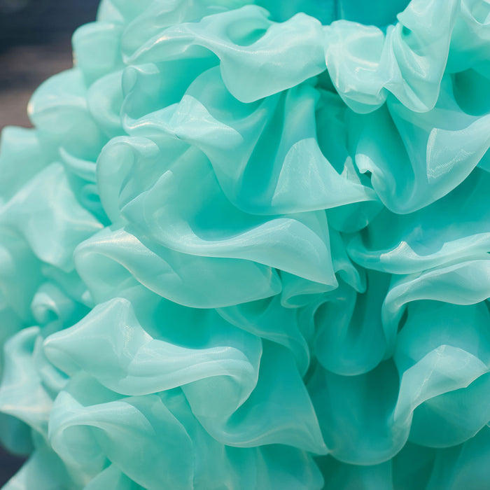 Flower Girl Dress with Pearl Necklin Fluffy Tiered Ruffle Tulle Birthday Pageant Gown D358