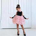 Flower Girl Dress with Rose Bud Skirt Velvet Bodice Girls Christmas Wedding Party Gown M078